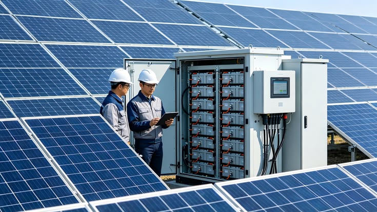 Technicians reviewing storage system